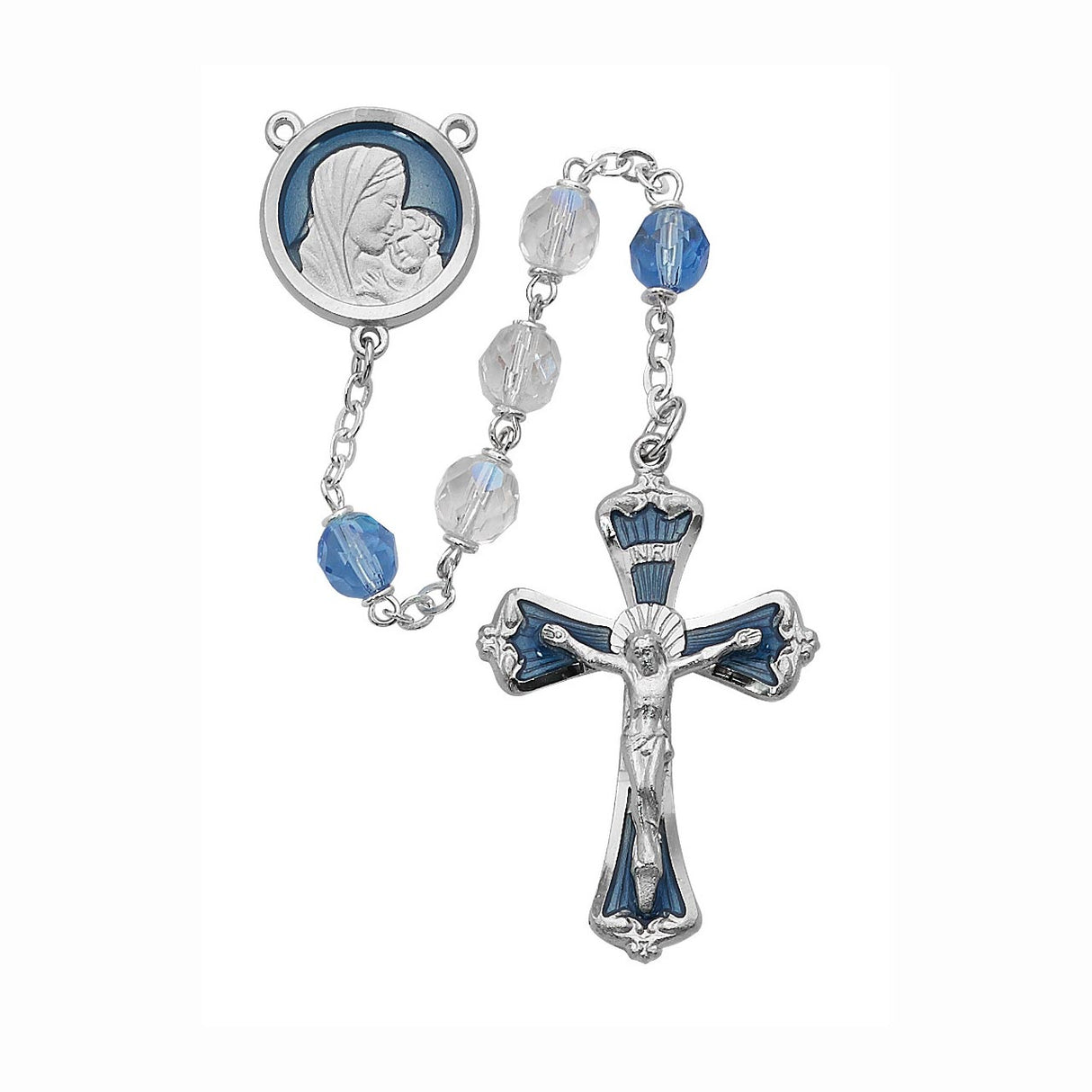 Blue & Clear Crystal Rosary with Enamel Highlights