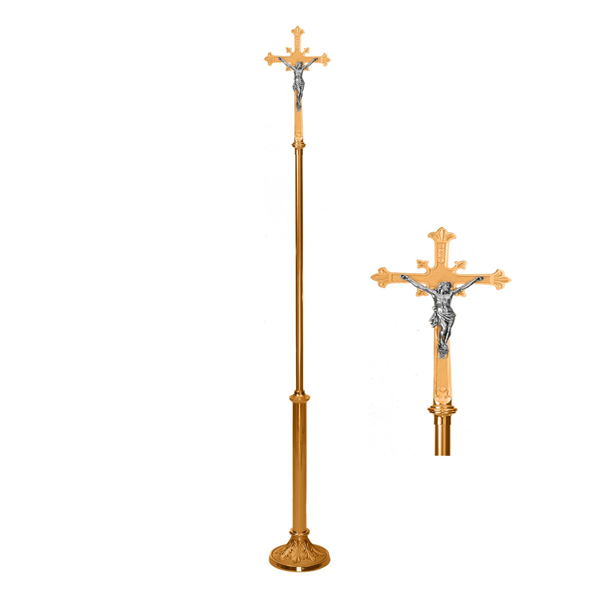 Elegant Leaf Design Base Processional Crucifix - No. 232-207