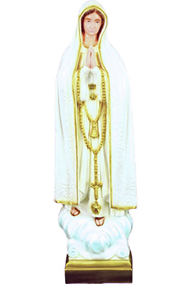 Outdoor Our Lady of Fatima Statue in White & Gold Robes - 24 inch
