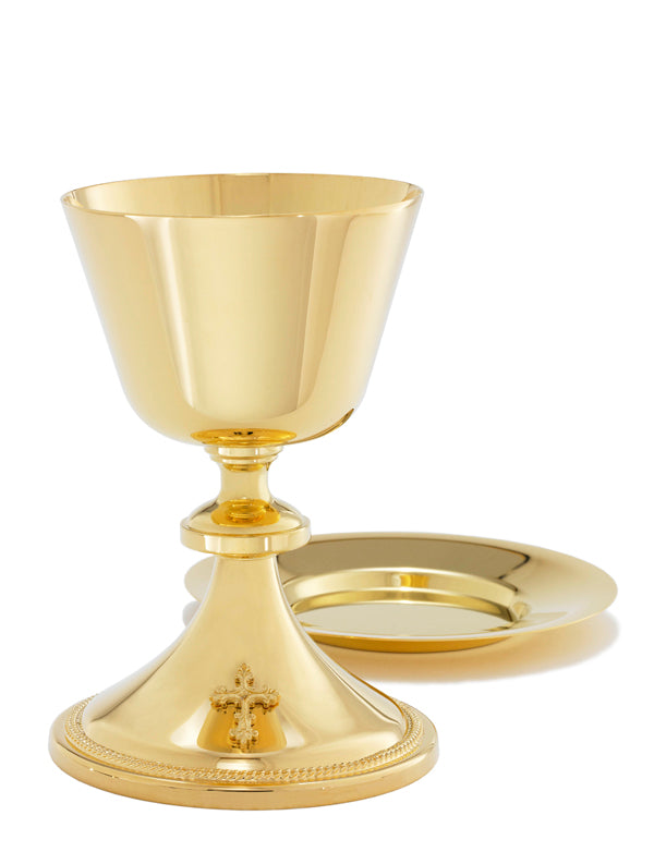 Gold Large Capacity Cup Chalice with Beaded Edge Base A107G