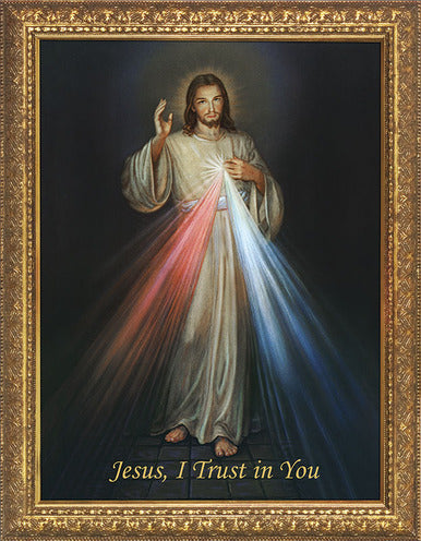 Divine Mercy Image - Gold Frame 12x16 inch Print