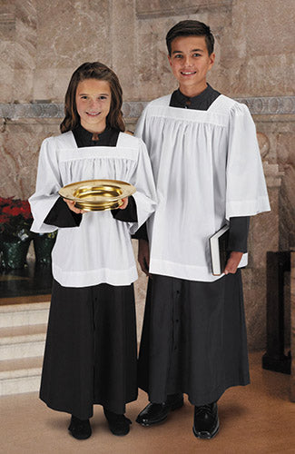 Altar Server Surplices with 3/4 Sleeve and Square Neck