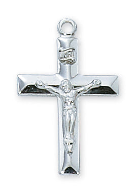 Sterling Silver Beveled Crucifix Pendant L8010