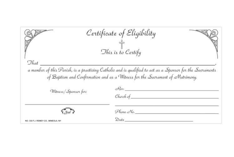 Certificate of Eligibility / Sponsor Certificate 50ct. no 330