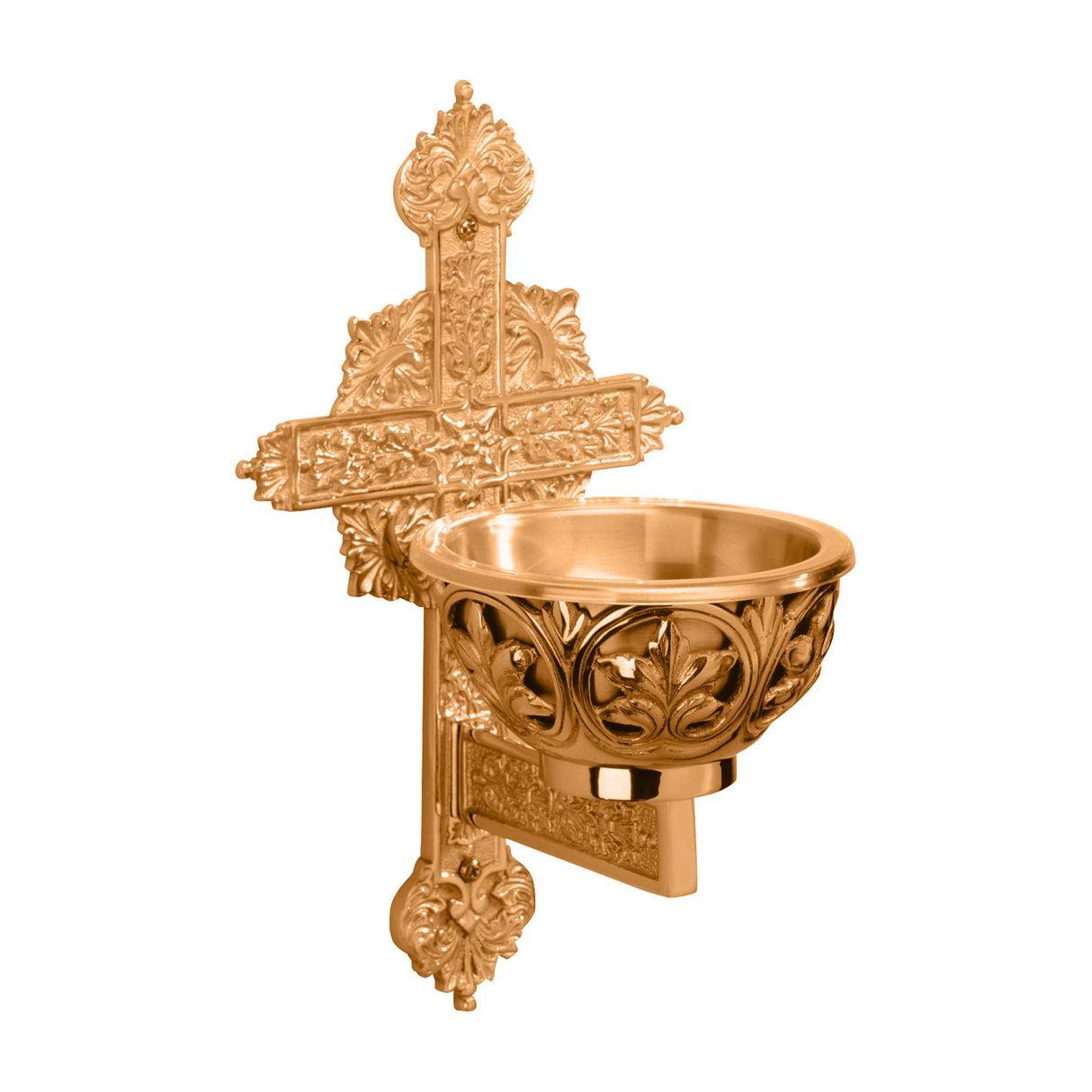 Baroque Cross Holy Water Font with Arm 389-28C