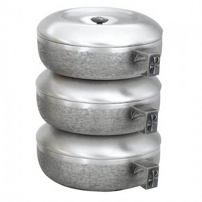 Triple Stacked Textured Silver Plate Ciborium 451S