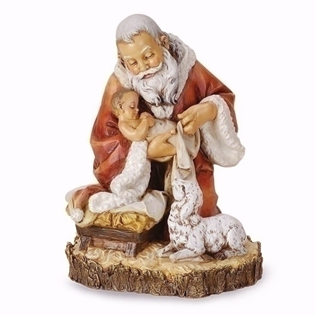 Kneeling Santa Cradling Jesus Figure