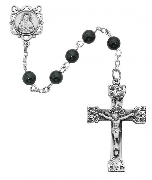 6mm Genuine Black Onyx Rosary 164ASF