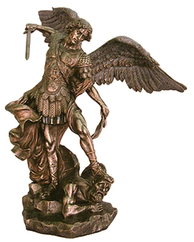 Large Saint Michael Bronze Finish Statue - 29 inches tall