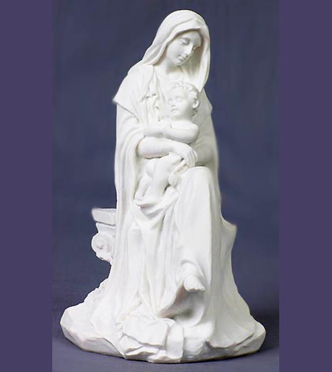 White Madonna & Child Statue - 6 inches tall