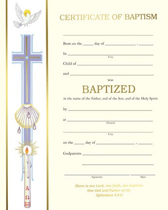 Baptism Certificates with Banner 50ct.