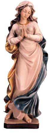 34cm Praying Madonna Wood Carved Statue in Full Color - no J49