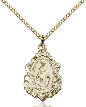 14kt Gold Filled Ornate Miraculous Pendant 0822MGF/18G