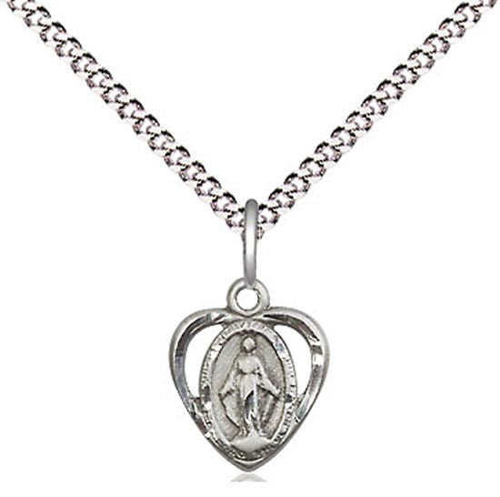 Small Miraculous Medal in Heart 5401SS/18S