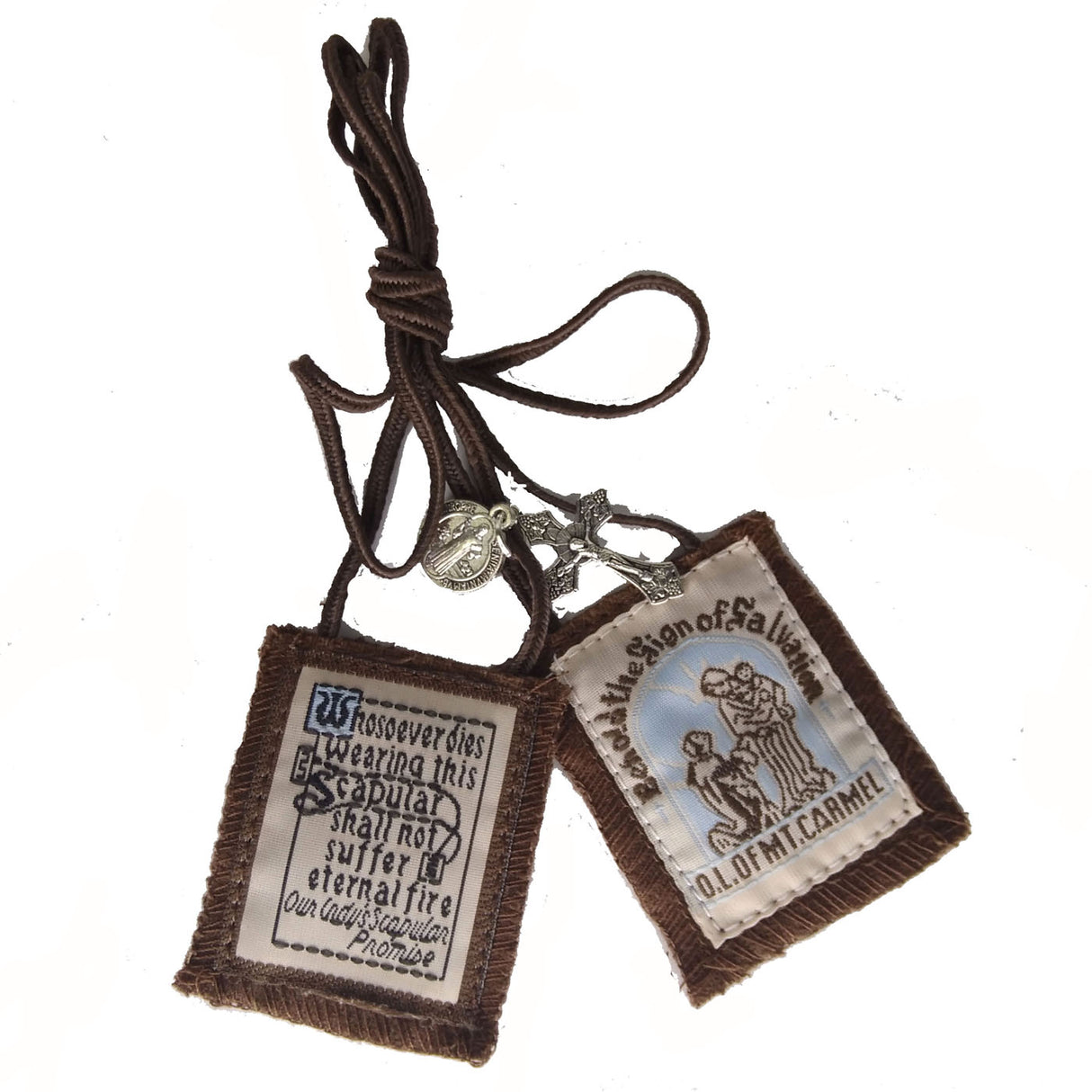 Best Brown Scapular & Brown Cord - with St Benedict Jubilee Medal & Crucifix