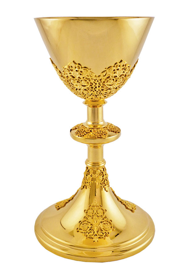 Traditional 24kt Gold Plated Chalice and Paten 10-016