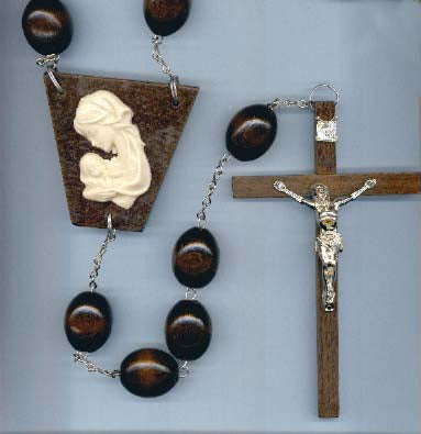 Oval Wood Bead Wall Rosary