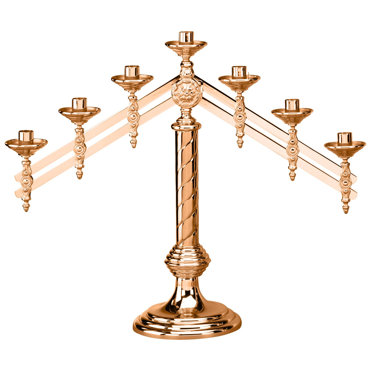 Fixed Arm Candelabra with Round Beveled Base - No. 444-8