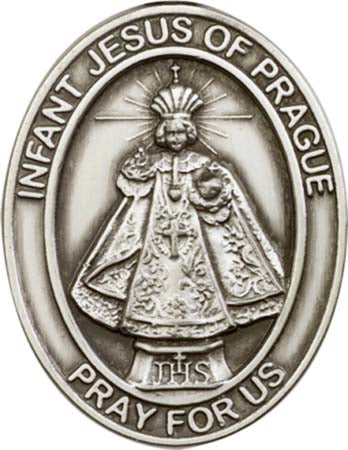 Antique Silver Infant of Prague Visor Clip 5875V