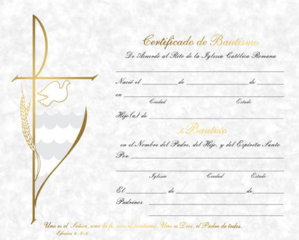 Spanish Baptism Certificates Parchment Finish 50ct per box