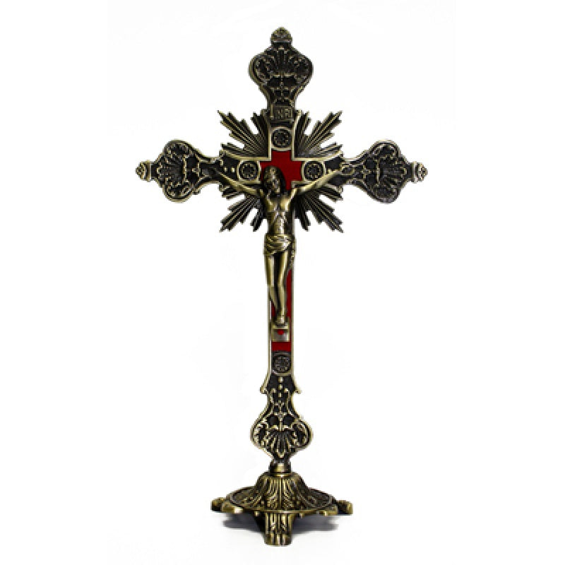 Bronze Sunburst Table Crucifix