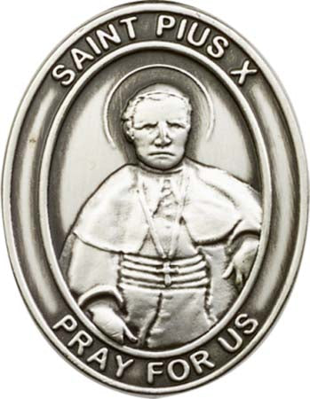 Antique Silver St. Pius X Visor Clip 6605V