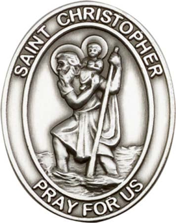 Antique Silver St. Christopher Visor Clip  6722V