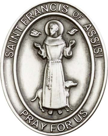 Antique Silver St. Francis of Assisi Visor Clip 6736V