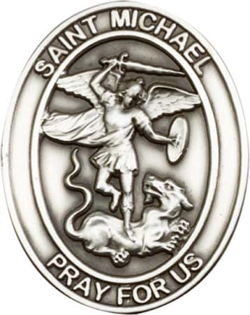 Antique Silver St. Michael the Archangel Visor Clip 6776V