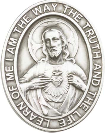 Antique Silver Sacred Heart of Jesus Visor Clip 6798V