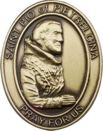 Antique Gold St. Pio of Pietrelcina Visor Clip 6825VG