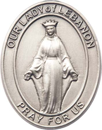 Silver Oxide Our Lady of Lebanon Visor Clip 6929V