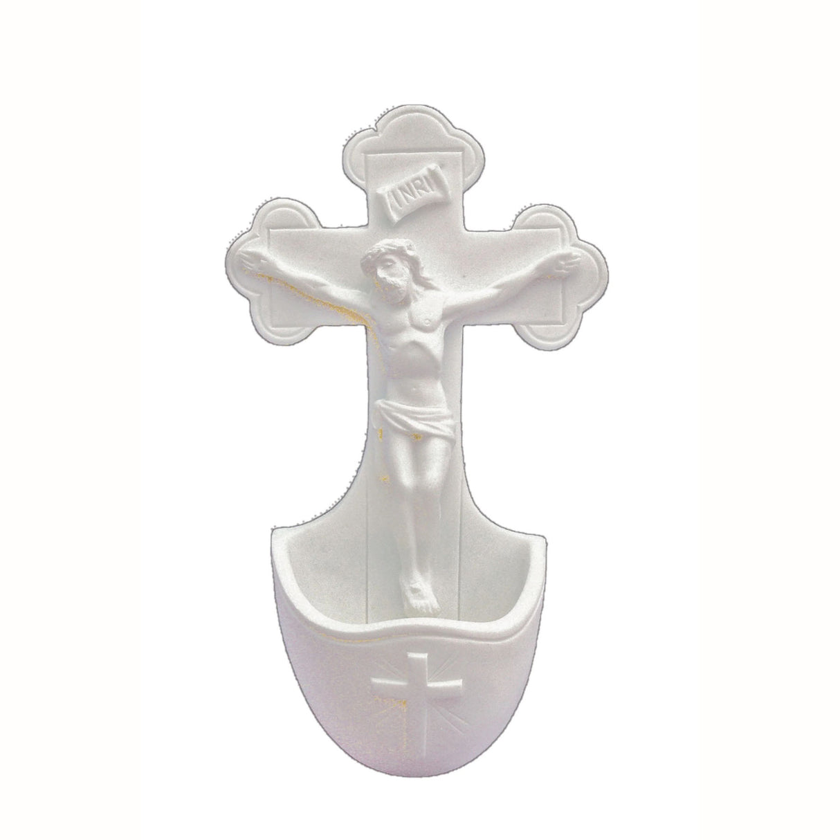 5 inch White Crucifix Holy Water Font for Homes