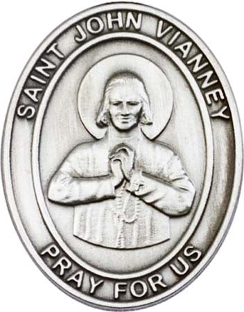 Silver Oxide St. John Vianney Visor Clip 6982V