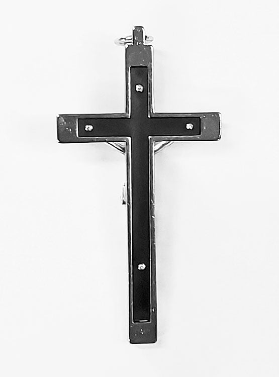 3.5 inch Black Inset and Nickel Pocket Crucifix