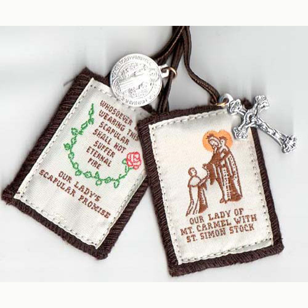 Regal Brown Wool Scapular with Brown Cord