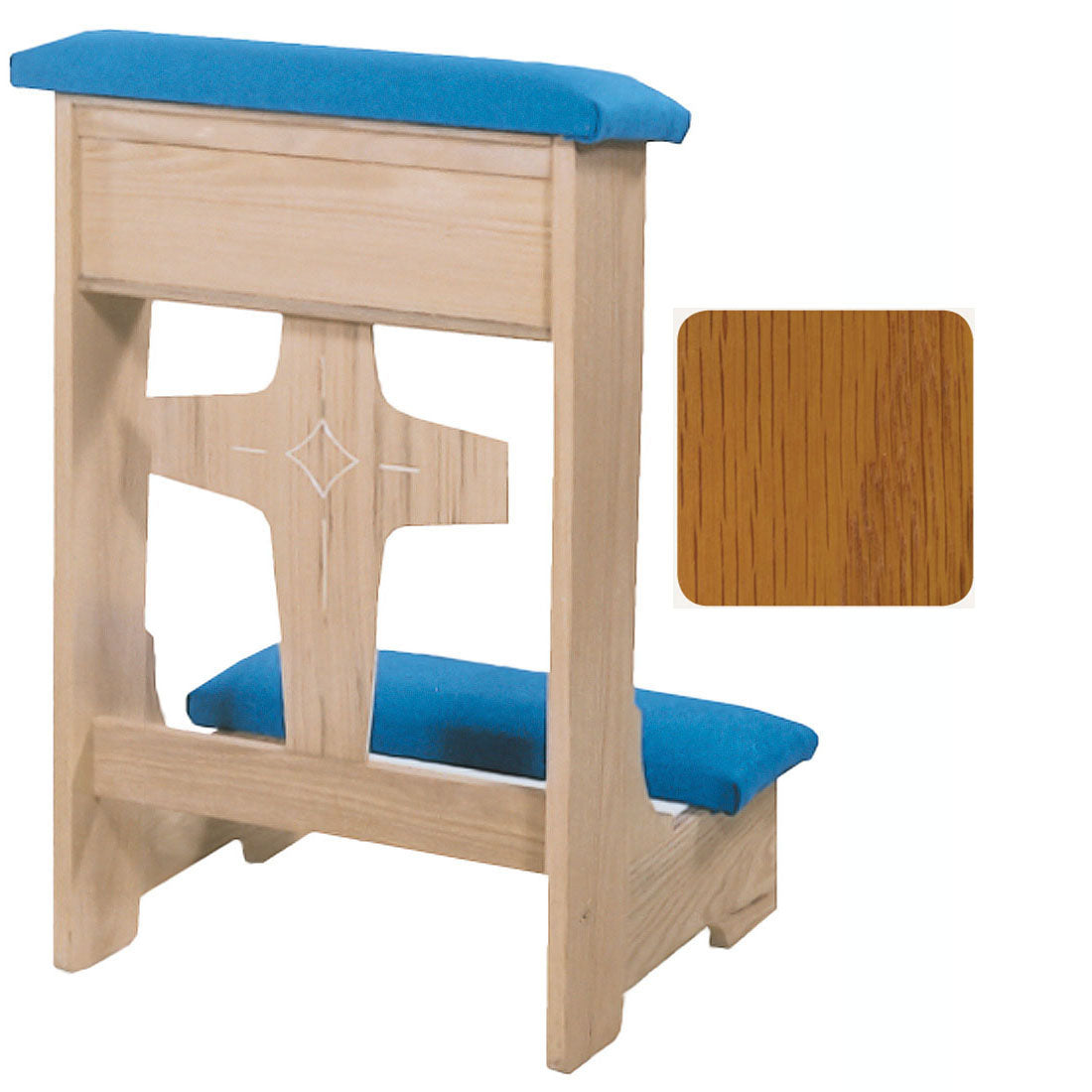 Golden Oak Modern Cross Front Kneeler no. 53