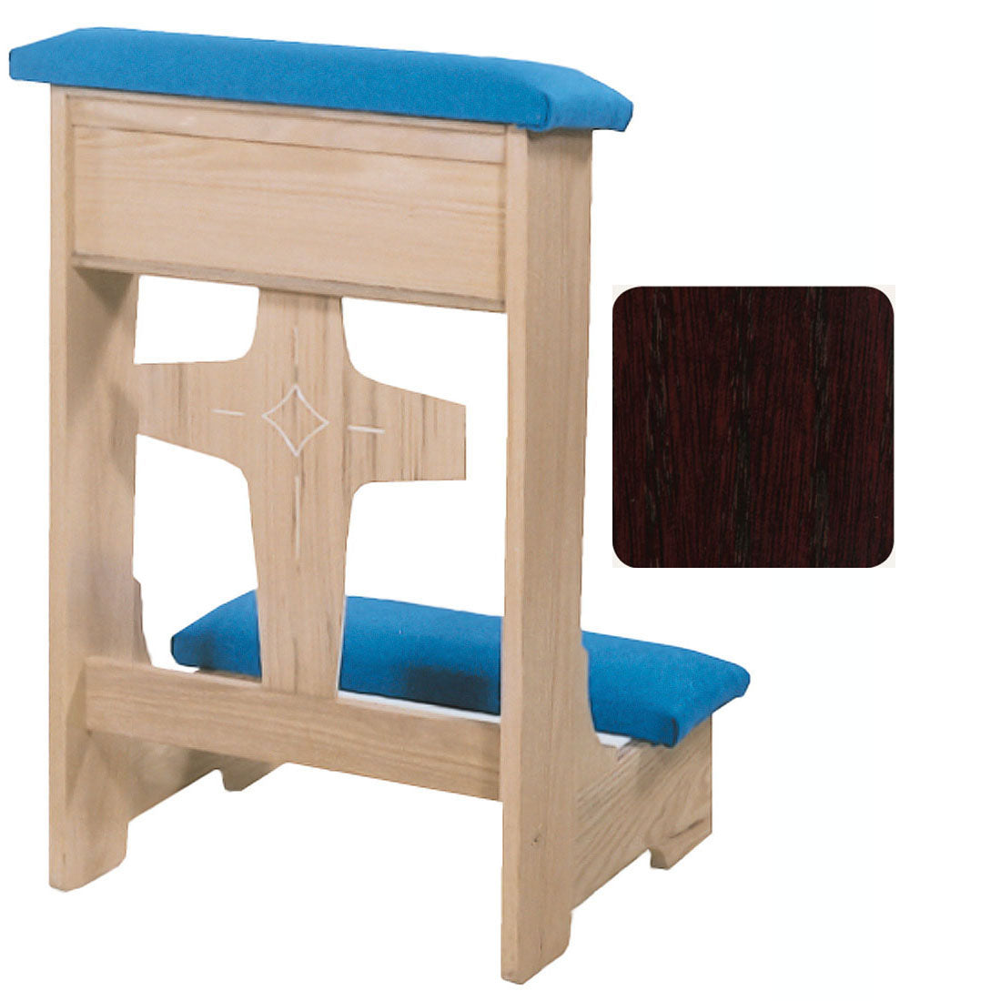 Mahogany Finish Modern Cross Front Kneeler no. 53