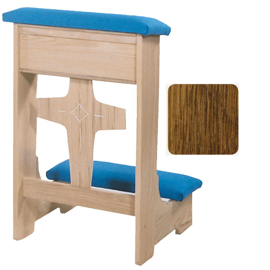 Medium Oak Modern Cross Front Kneeler no. 53