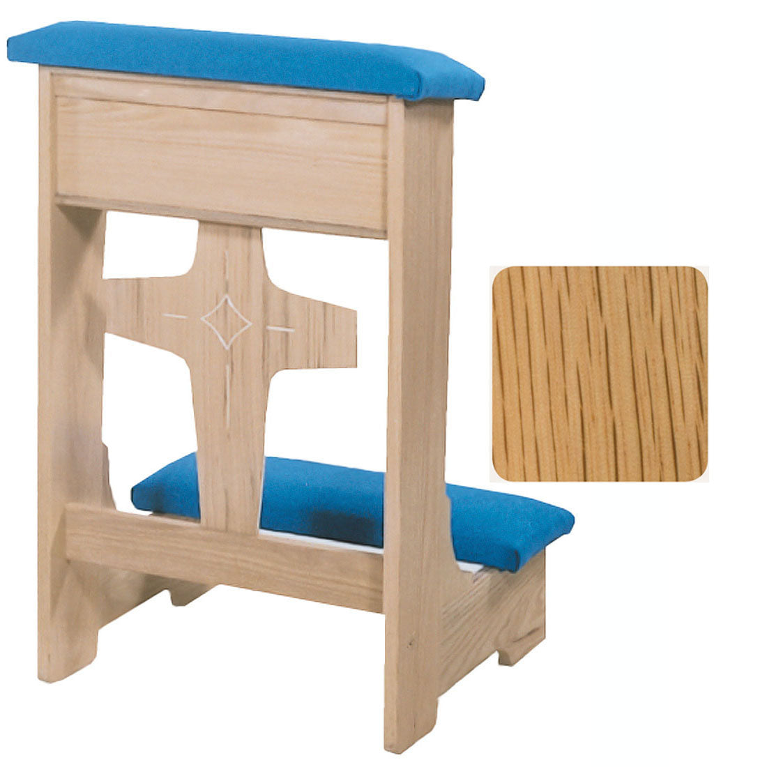 Natural Oak Modern Cross Front Kneeler no. 53