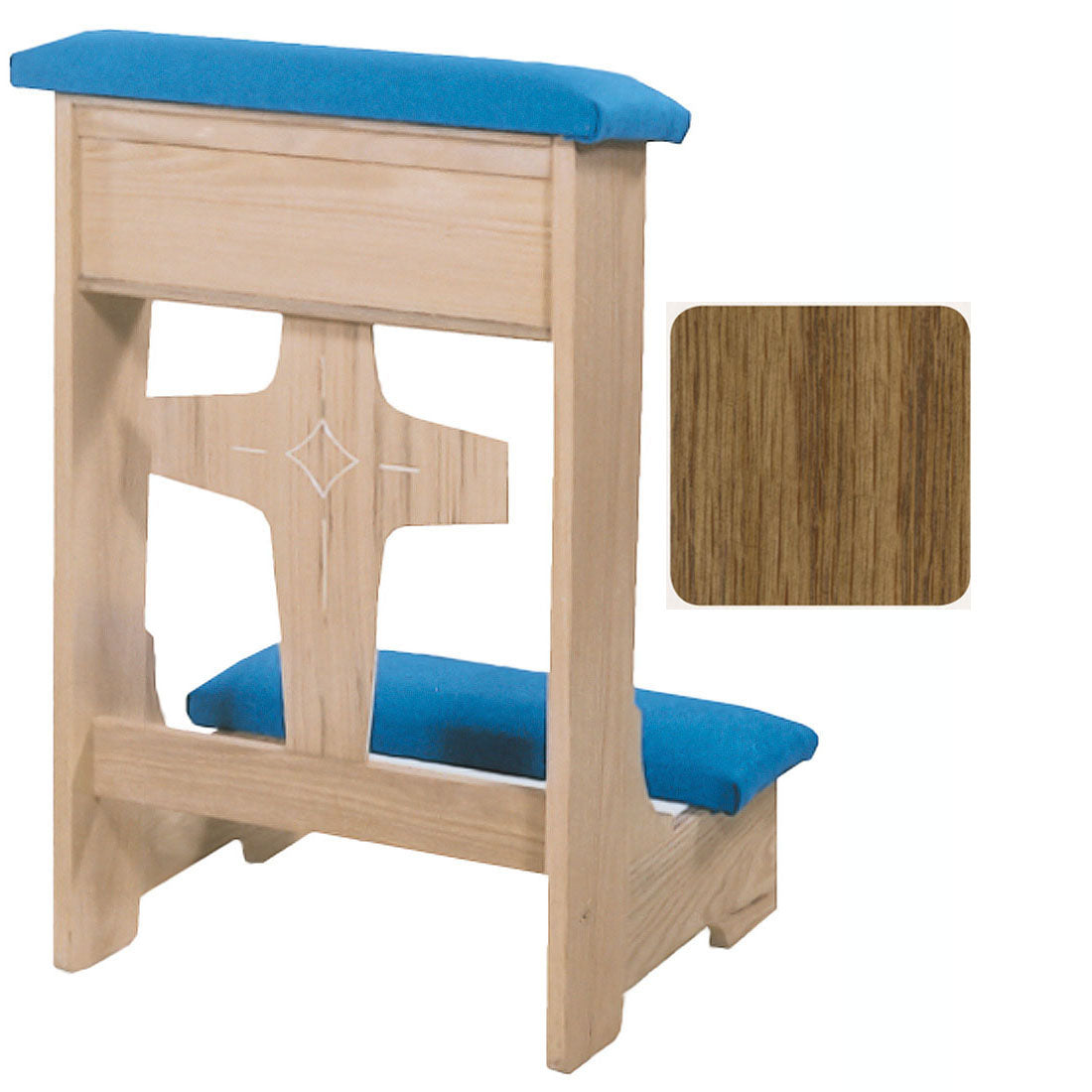 Pecan Finish Modern Cross Front Kneeler no. 53