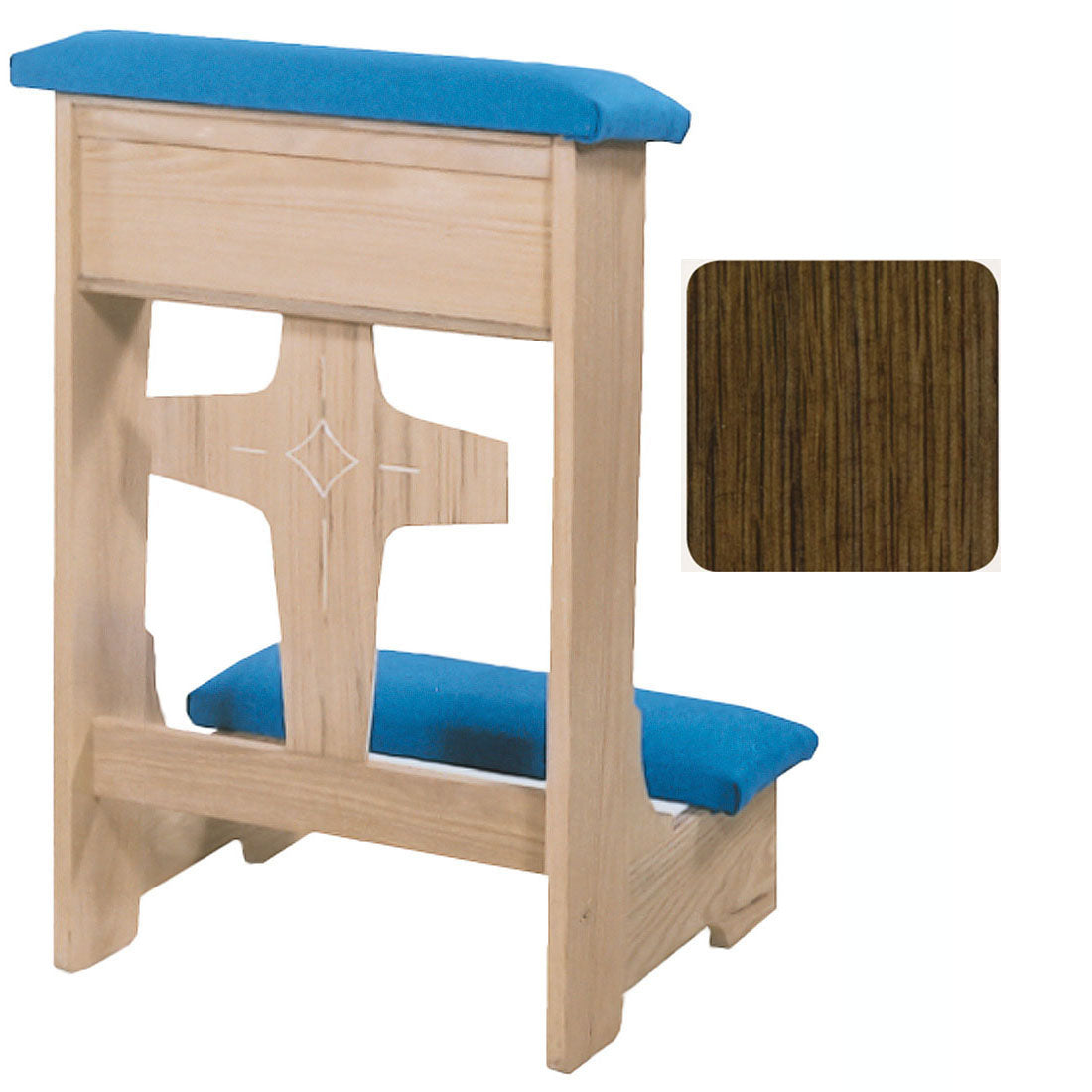 Walnut Finish Modern Cross Front Kneeler no. 53