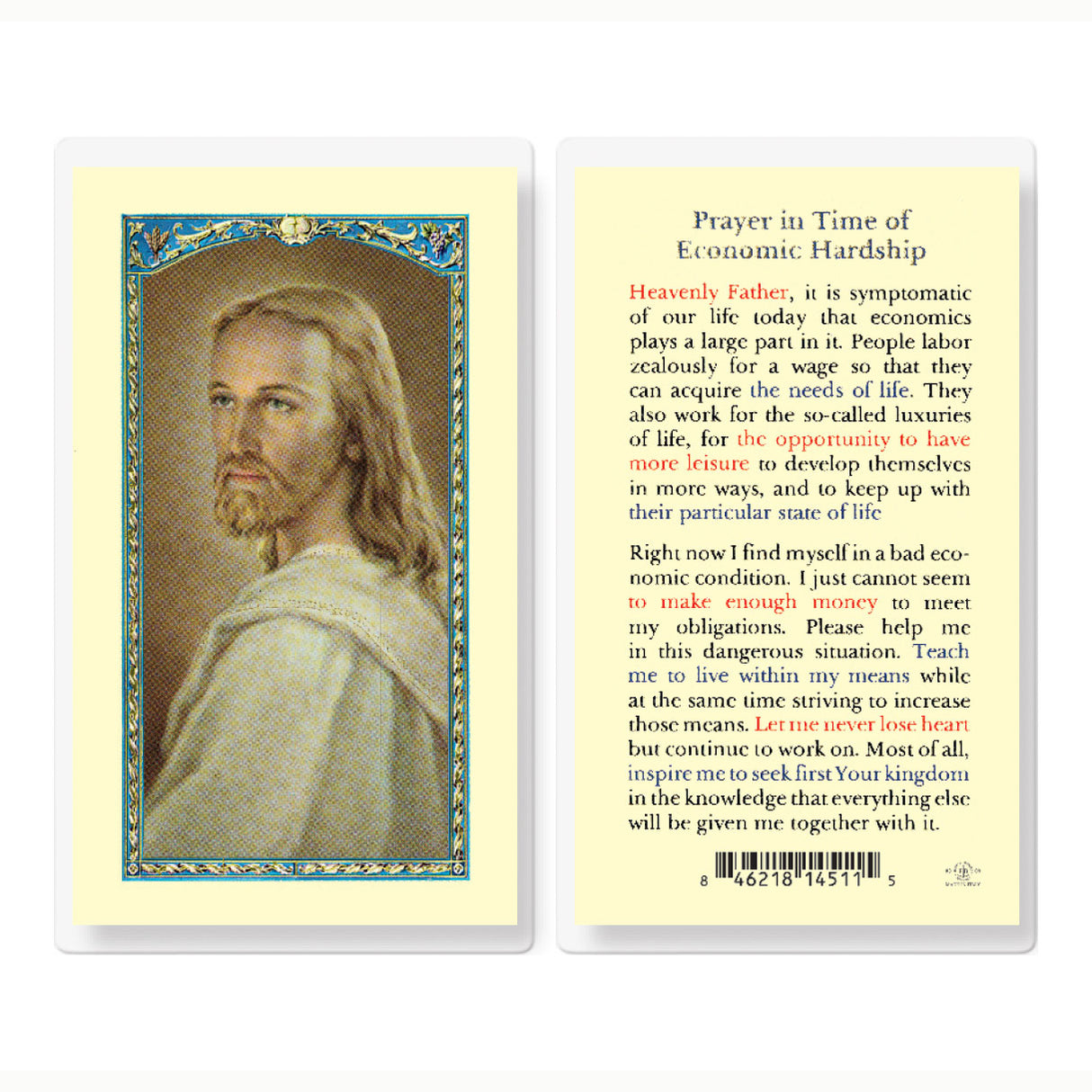 Prayer in Time of Economic Hardship with Head of Christ Image - 800-377