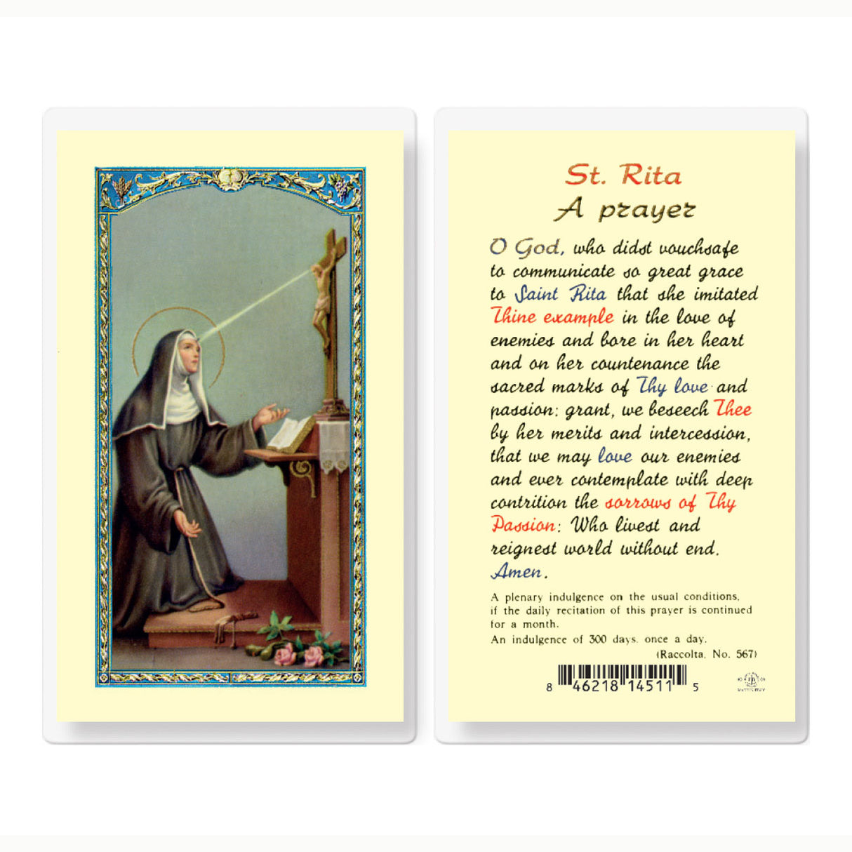 Saint Rita Holy Card