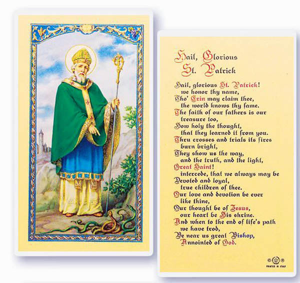 Hail Glorious St. Patrick Laminated Holy Card