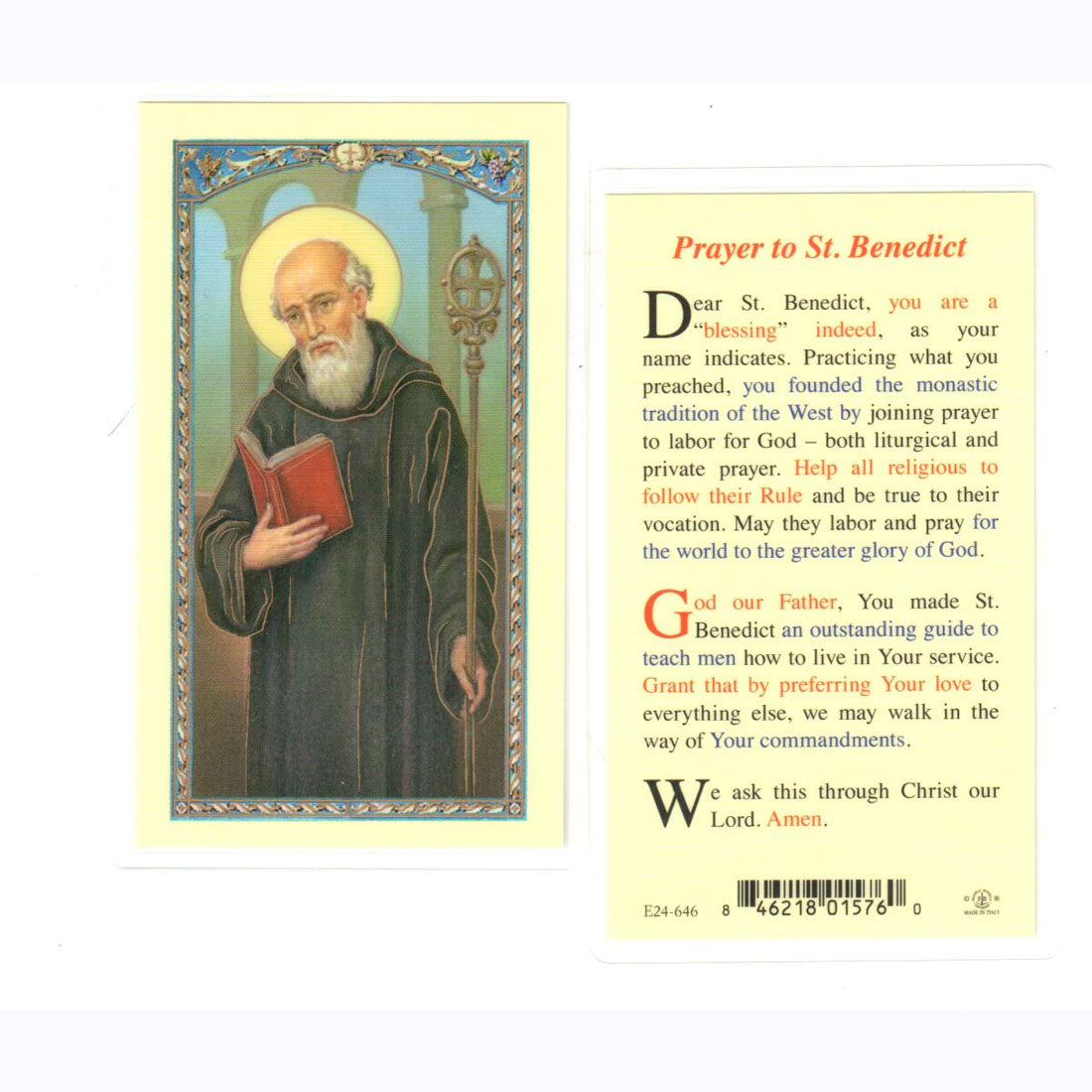 Saint Benedict Prayer Card - E24-646