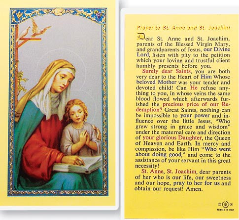 Saint Anne and Saint Joachim Holy Cards - Patron Saints of Grandparents -800-244