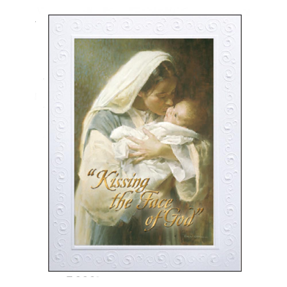 Deluxe Embossed Kissing the Face of God Boxed Christmas Cards 15ct
