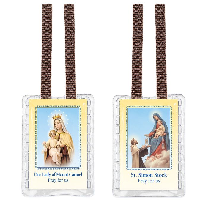 Budget Brown Scapular Brown Cord with Laminated Cover
