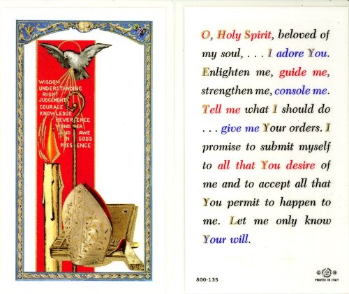 Confirmation Holy Card with Prayer to the Holy Spirit - 800-135